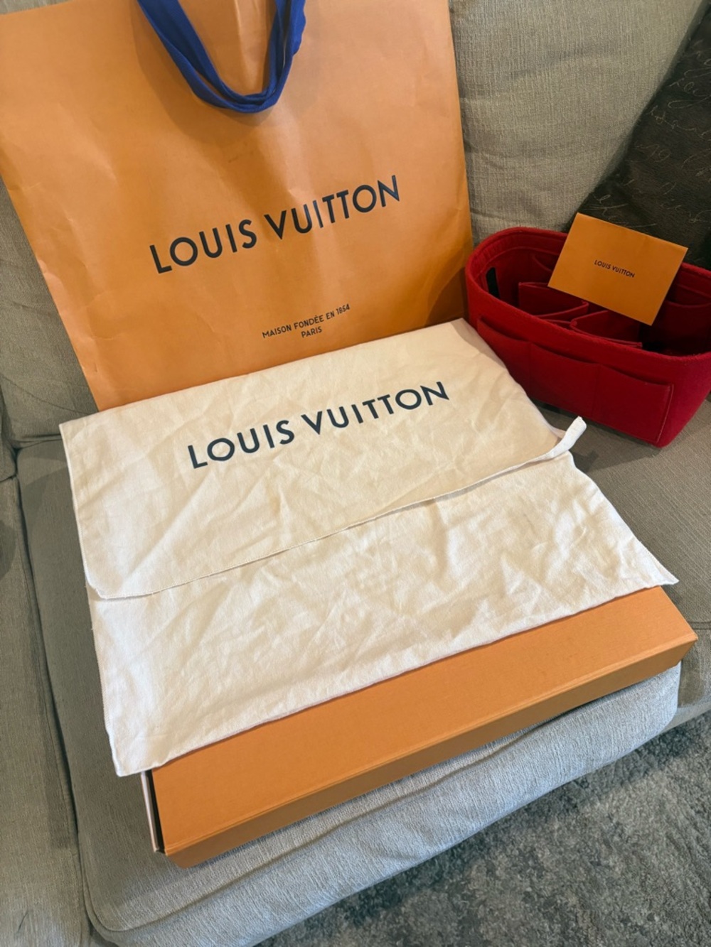 Louis Vuitton Dust Bag with Red Felt Organizer